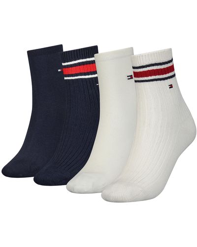 Tommy Hilfiger Sporty Ribbed Short Socks - Blau