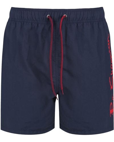 Ben Sherman S Swim Shorts in Navy Medium Length - Bleu