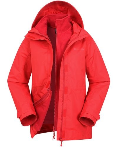 Mountain Warehouse Fell Kids 3 IN 1 Water Resistant Jacket Rot 128 (7-8 Jahre)