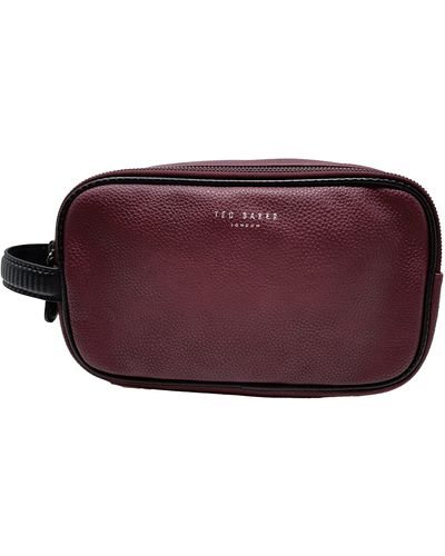 Ted Baker Criss Double Zip Wash Toiletry Bag In Red - Purple