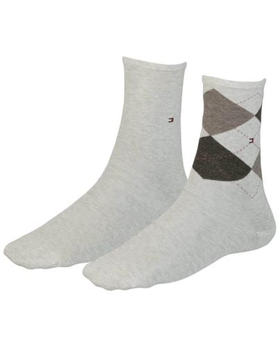 Tommy Hilfiger Check 2p Casual Socks, (2 Pairs Per Pack) - Natural