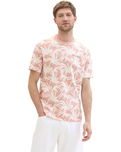 Tom Tailor Basic T-Shirt mit Allover-Print - Pink