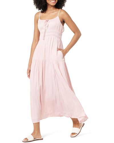 The Drop Tavia Tie-front Tiered Maxi Dress - Pink