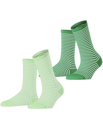 Esprit Socken Fine Line 2-Pack W SO Baumwolle gemustert 2 Paar - Grün