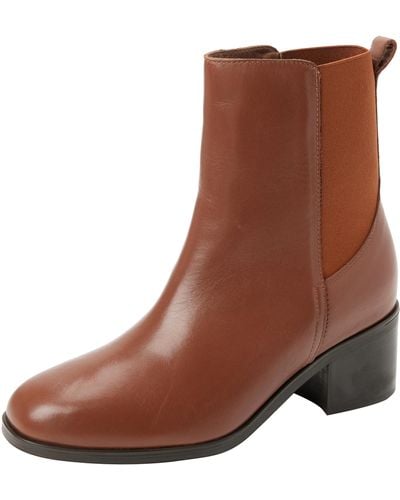 Tommy Hilfiger Bottes Mid Boot Chelsea Thermo Cuir - Marron