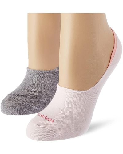 Calvin Klein Cotton Logo No Show Socks 2 Pack Footie - Bianco
