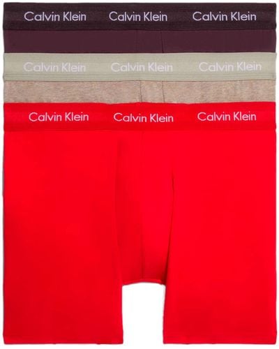 Calvin Klein Boxer Brief 3Pk para Hombre - Rojo