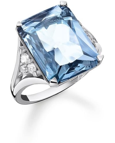 Thomas Sabo Ring Aqua Stone Silver 925 Sterling Silver Tr2339-059-1 - Blue