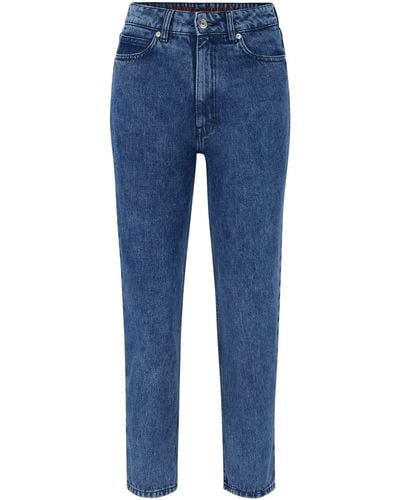 HUGO Blaue Relaxed-Fit Mom Jeans aus Bio-Baumwoll-Denim