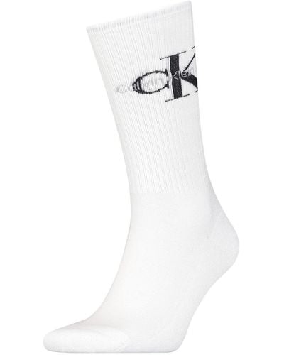 Calvin Klein Jeans da Uomo Rib Crew Socks 1 Confezione Sock - Bianco