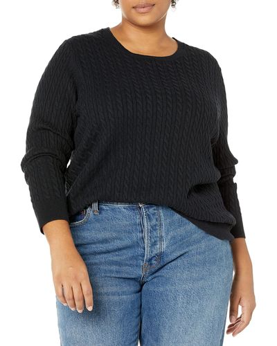 Amazon Essentials Lightweight Long-sleeve Cable Crewneck Sweater - Black