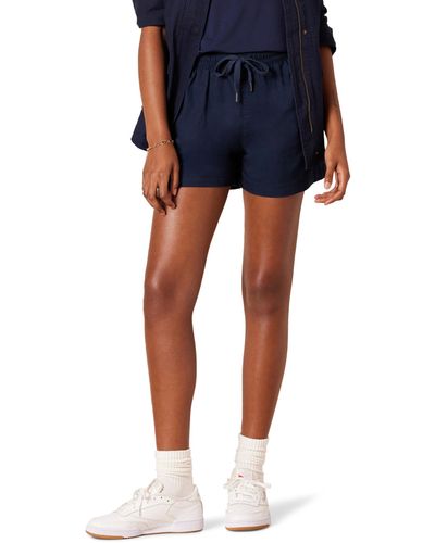Amazon Essentials Pantaloncini Pull-on a Vita Media in Cotone Elasticizzato dalla vestibilità Comoda Donna - Blu
