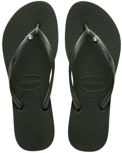 Havaianas Slim Crystal Sw Thinner Sole Straps Charming Sandals - Green