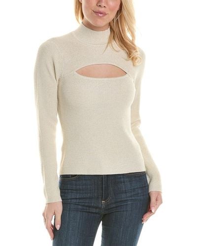 BCBGeneration Long Sleeve Turtle Neck Pullover Sweater Top - White