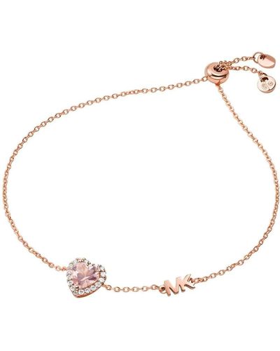 Michael Kors Premium Bracelet Rose Gold Tone Silver With Crystal For Mkc1518a2791 - Multicolour