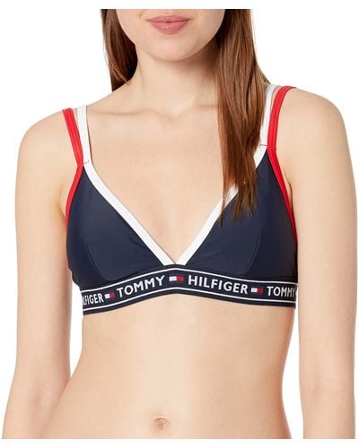 Tommy Hilfiger Iconic Bikini Top With Logo Taping - Blue