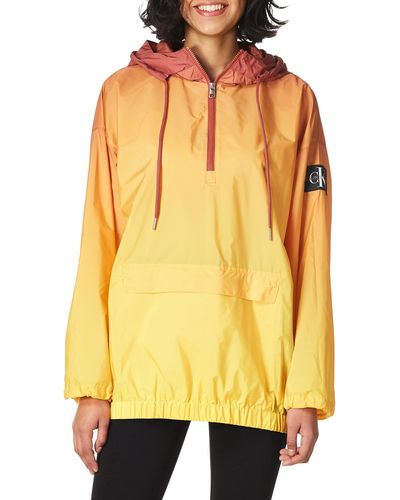 Calvin Klein Ombre Printe Water Resistant Pullover Jacket Windbreaker - Yellow