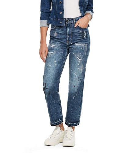 G-Star RAW Tedie Ultra High Straight Rp Ankle Wmn Jeans - Azul