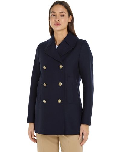 Tommy Hilfiger Wool Blend Classic Jacket For Transition Weather - Blue