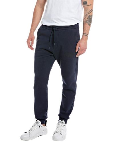 Replay M9965 Dyed Cotton Fleece Casual Trousers - Blue