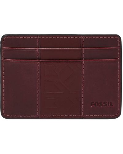 Fossil Everett Card Case Purple Leathers For Ml4467540 - Red
