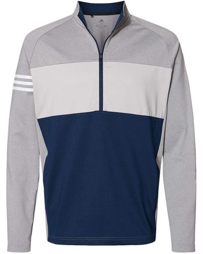 adidas Stripes Competition Quarter Zip Pullover - A492-2xl - Collegiate Navy/grey Three Heather/grey - Blue