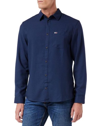 Tommy Hilfiger TJM Solid Flannel Shirt Chemise - Bleu