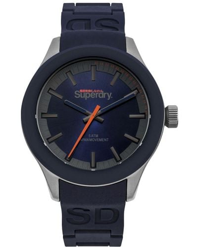 Superdry Analog Quarz Uhr mit Silikon Armband SYG211US - Blau