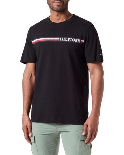 Tommy Hilfiger Chest Stripe Tee S/s T-shirt - Black