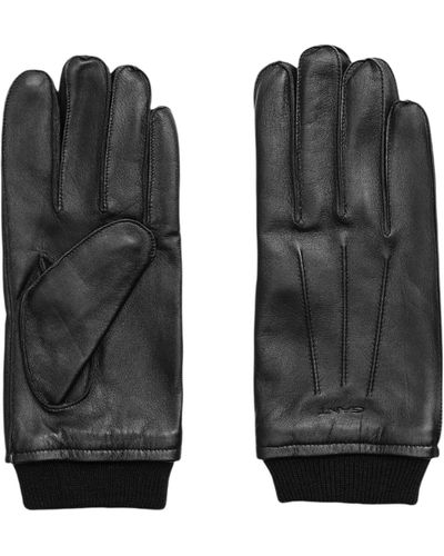 GANT 9930069-05 Leather Gloves BLACK Guanti Uomo Pelle Con Interno In Lana e Cashmere - Nero