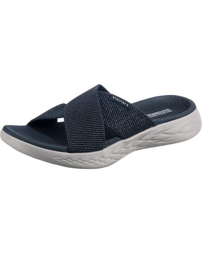Skechers The-go 600 - Glistening Slide Sandal,navy Textile,9 - Blue