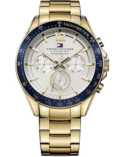 Tommy Hilfiger Montre Analogique Multifunction à Quartz pour avec Bracelet en Acier Inoxydable doré - 1791121 - Gris