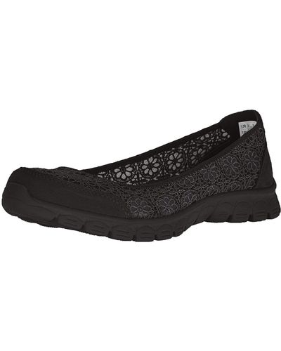 Skechers EZ Flex 2 Sweetpea s Slip On Ballet Flats Shoes Black 6.5 W - Schwarz