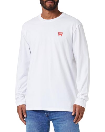Wrangler LS Sign off Tee T-Shirt - Bianco