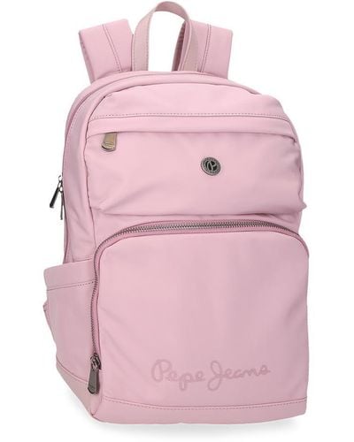 Pepe Jeans Corin Laptop Backpack 13.3" Pink 25x37x10cm Polyester And Pu 9.25l By Joumma Bags