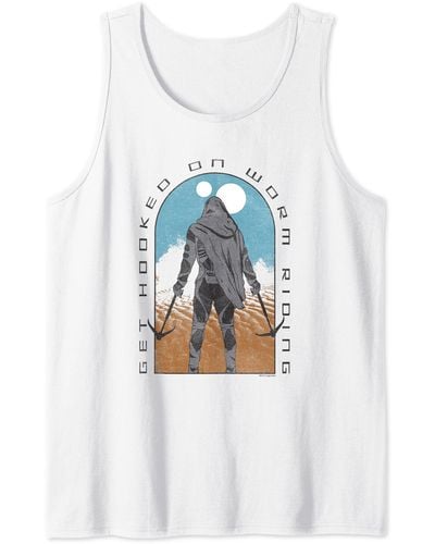 Dune Part Two Get Hooked On Worm Riding In The Desert Poster Tank Top - White