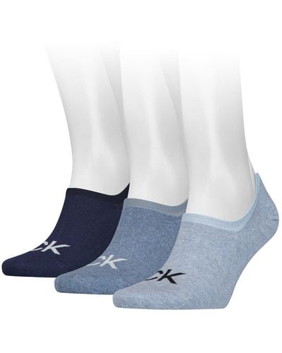 Calvin Klein Logo Liner Socks 3 Pack Footie - Blu
