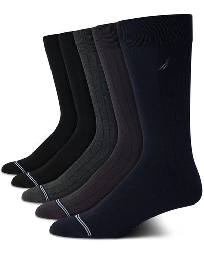 Nautica Lot de 5 paires de chaussettes légères pour homme Bleu marine Multicolore 39-47 - Noir