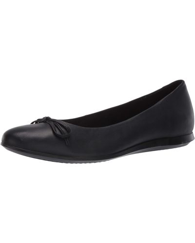 Ecco Womens Touch Ballerina Bow 2.0 Ballet Flat - Black