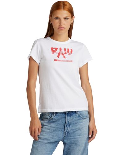G-Star RAW Calligraphy Graphic Tops - White