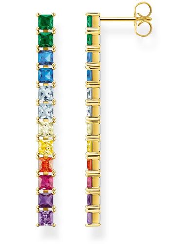 Thomas Sabo H2249-996-7 Boucles d'oreilles pendantes pour femme en argent sterling 925 avec finition or jaune 750 et zircone cubique 43 x 4 - Métallisé