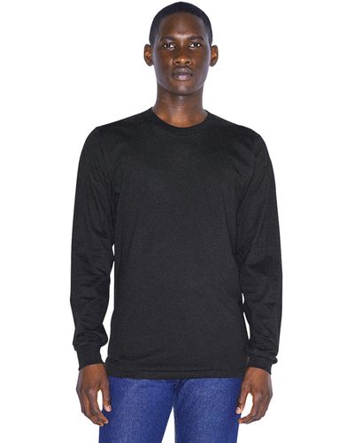 American Apparel Organic Fine Jersey Crewneck Long Sleeve T-shirt - Black
