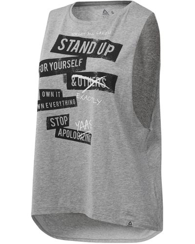 Reebok S Stand Up Stop Apologizing Tank Top - Grey