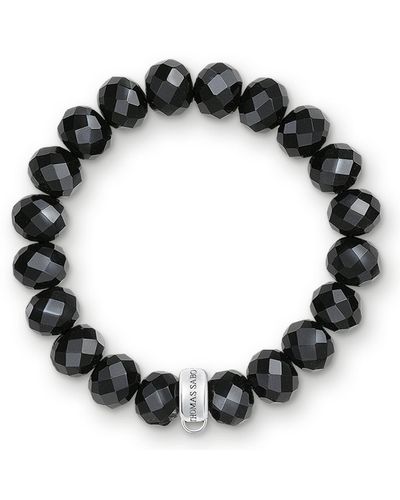 Thomas Sabo Bracelet Charm Obsidienne Argent Sterling 925, Nylon X0035-023-11 - Noir