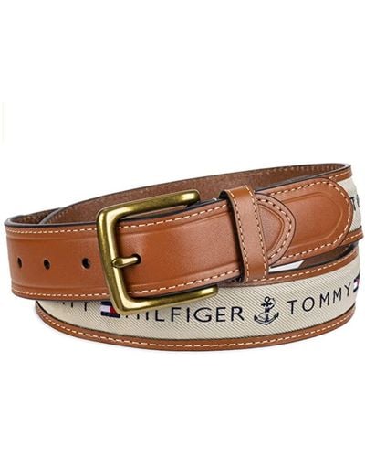 Tommy Hilfiger Ribbon Inlay Fabric Belt With Single Prong Buckle - Multicolour