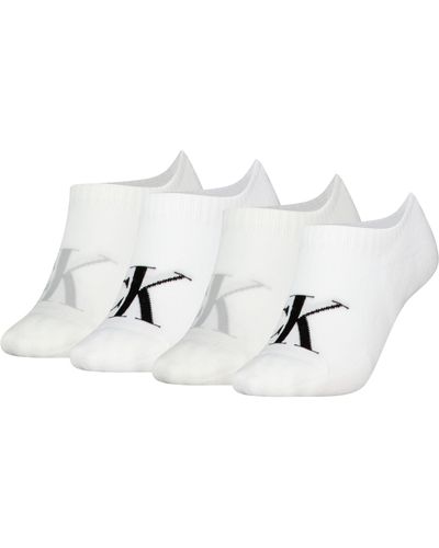 Calvin Klein Logo Footie Socks - White