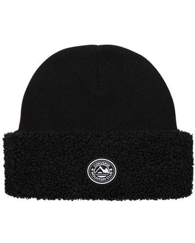 Converse / Sherpa Fleece Cuff Black Woolly Knit Beanie Hat