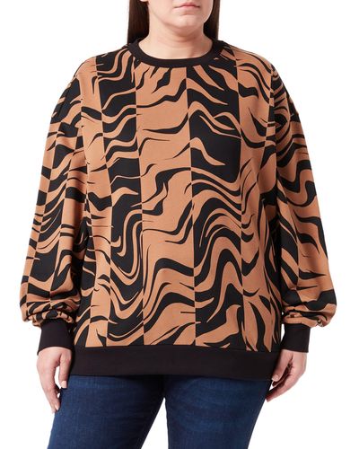 HUGO Dashimaki 1 Sweatshirt aus Baumwoll-Terry mit Allover-Print Gemustert L - Braun
