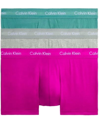Calvin Klein 3er Pack Boxershorts Low Rise Trunks Baumwolle mit Stretch - Pink