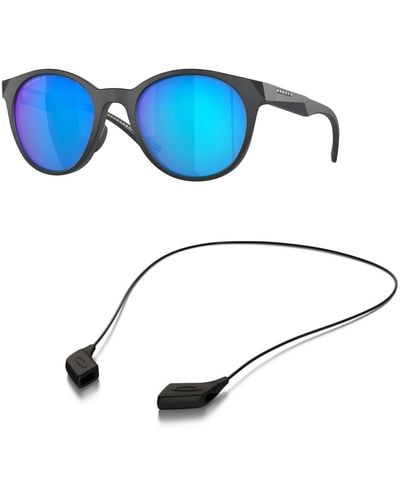 Oakley Oo9474 Sunglasses Bundle: Oo 9474 Spindrift 947409 Spindrift Matte Carbon Prizm S And Medium Black Leash Accessory Kit - Blue